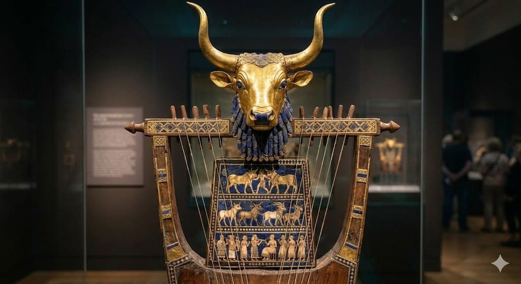 نقش سومري - القيثارة الملكية لمدينة أور